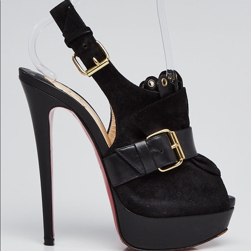 Christian Louboutin Black Heels with Gold Accents